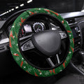 Rabbitohs Rugby Christmas Steering Wheel Cover Santa Rugby Mascot - Pine Wreath Festive