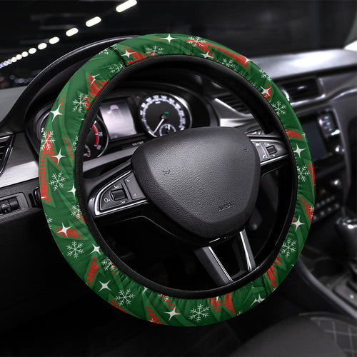 Rabbitohs Rugby Christmas Steering Wheel Cover Santa Rugby Mascot - Pine Wreath Festive
