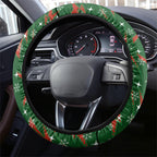 Rabbitohs Rugby Christmas Steering Wheel Cover Santa Rugby Mascot - Pine Wreath Festive
