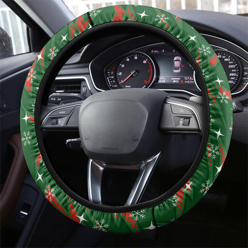 Rabbitohs Rugby Christmas Steering Wheel Cover Santa Rugby Mascot - Pine Wreath Festive