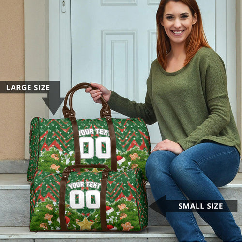 Personalised Rabbitohs Rugby Christmas Travel Bag Santa Rugby Mascot - Pine Wreath Festive