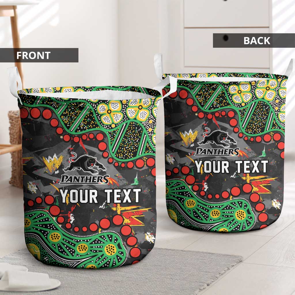 Personalized Penrith Panthers Laundry Basket Aboriginal Pattern with Graffiti Style Design