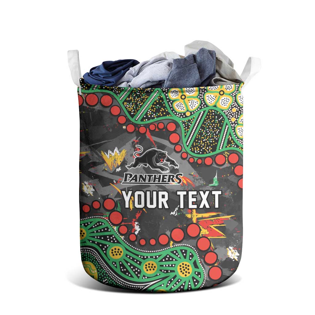 Personalized Penrith Panthers Laundry Basket Aboriginal Pattern with Graffiti Style Design
