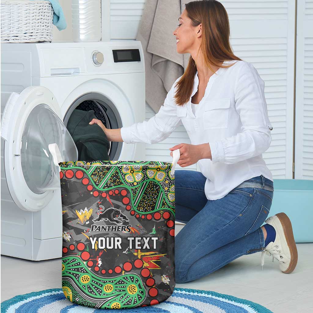 Personalized Penrith Panthers Laundry Basket Aboriginal Pattern with Graffiti Style Design
