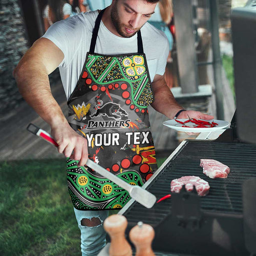Personalized Penrith Panthers Apron Aboriginal Pattern with Graffiti Style Design