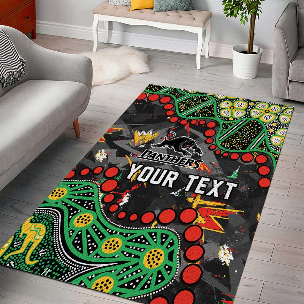 Personalized Penrith Panthers Area Rug Aboriginal Pattern with Graffiti Style Design