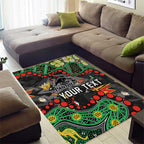 Personalized Penrith Panthers Area Rug Aboriginal Pattern with Graffiti Style Design