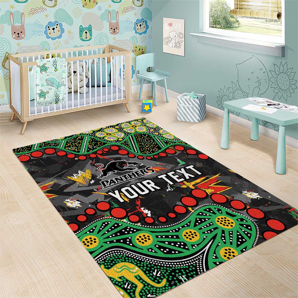 Personalized Penrith Panthers Area Rug Aboriginal Pattern with Graffiti Style Design