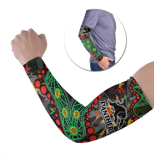 Personalized Penrith Panthers Arm Sleeves Aboriginal Pattern with Graffiti Style Design