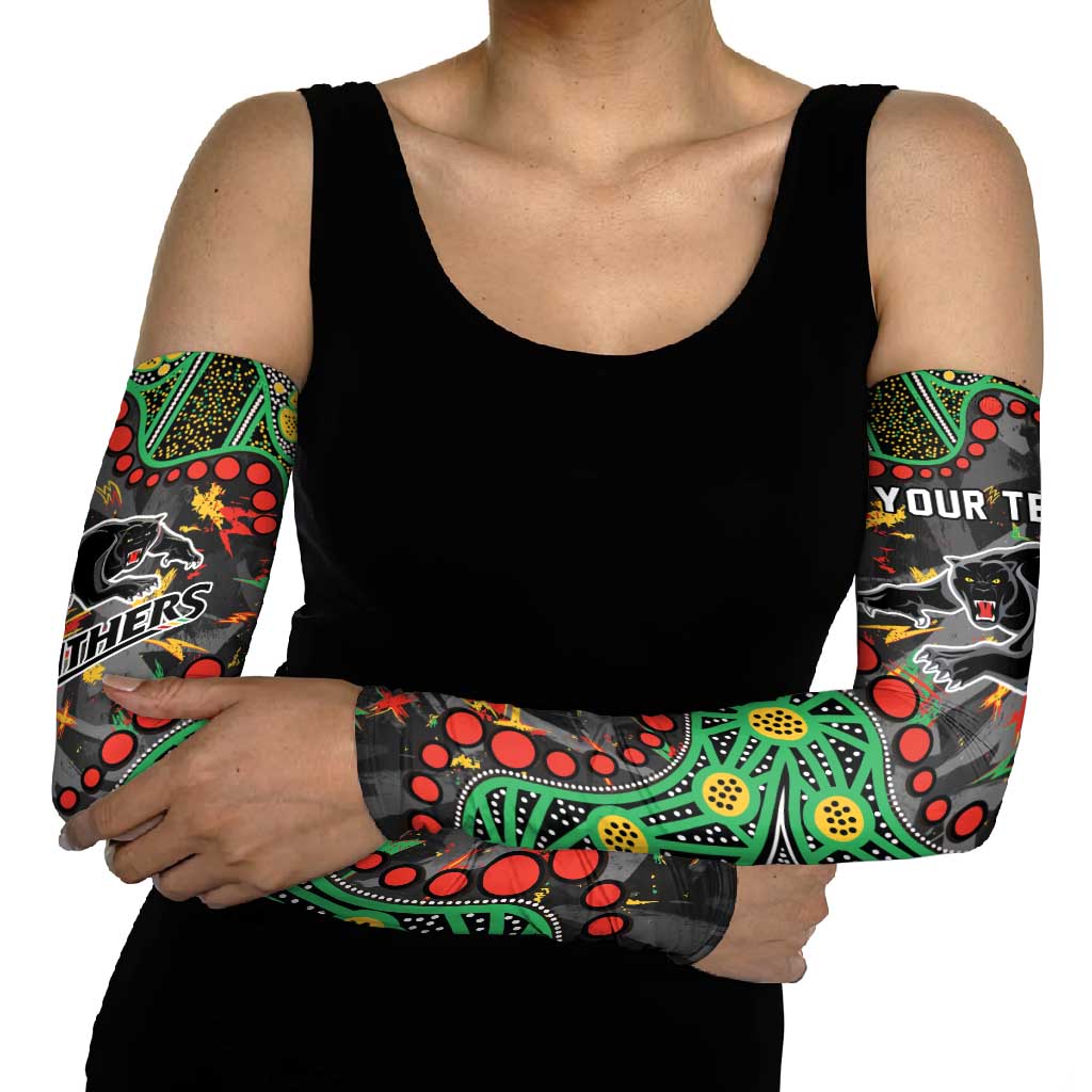 Personalized Penrith Panthers Arm Sleeves Aboriginal Pattern with Graffiti Style Design
