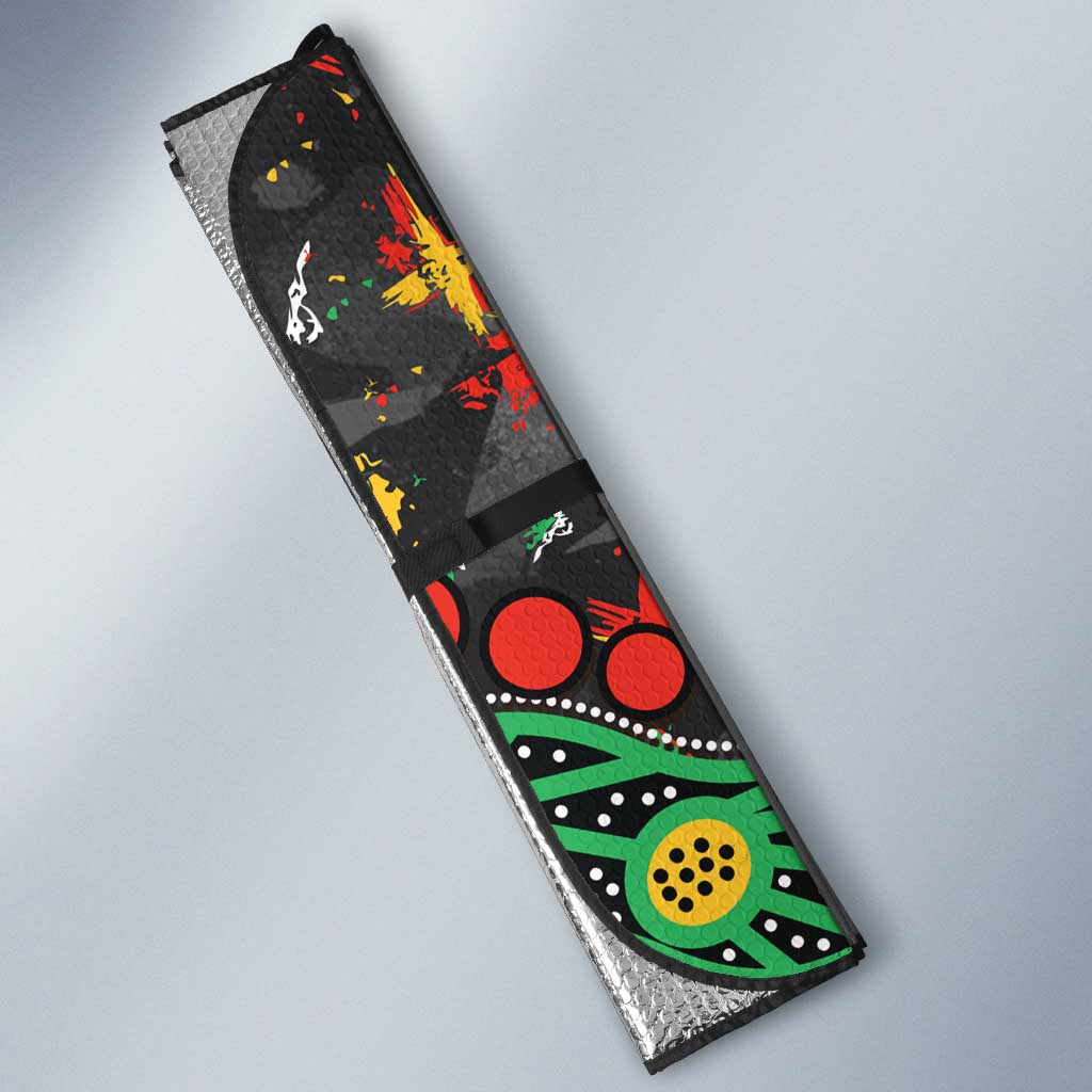 Personalized Penrith Panthers Auto Sun Shade Aboriginal Pattern with Graffiti Style Design
