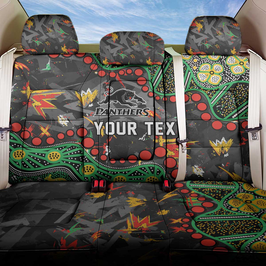Personalized Penrith Panthers Back Car Seat Cover Aboriginal Pattern with Graffiti Style Design