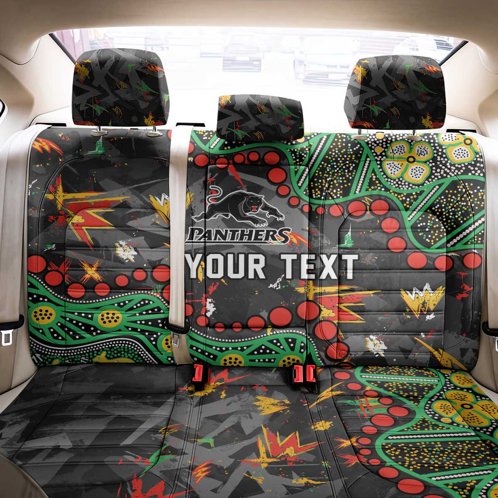 Personalized Penrith Panthers Back Car Seat Cover Aboriginal Pattern with Graffiti Style Design