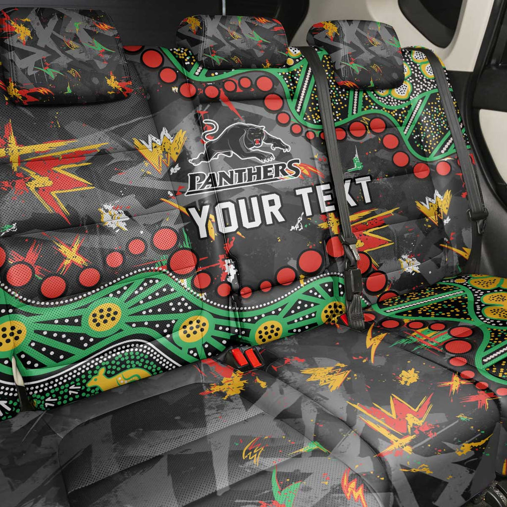 Personalized Penrith Panthers Back Car Seat Cover Aboriginal Pattern with Graffiti Style Design