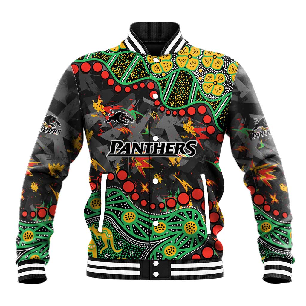 Personalized Penrith Panthers Baseball Jacket Aboriginal Pattern with Graffiti Style Design