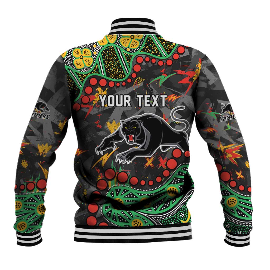 Personalized Penrith Panthers Baseball Jacket Aboriginal Pattern with Graffiti Style Design