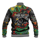 Personalized Penrith Panthers Baseball Jacket Aboriginal Pattern with Graffiti Style Design