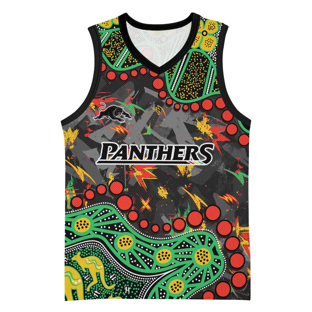 Personalized Penrith Panthers Basketball Jersey Aboriginal Pattern with Graffiti Style Design