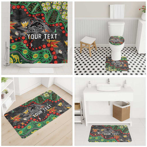 Personalized Penrith Panthers Bathroom Set Aboriginal Pattern with Graffiti Style Design