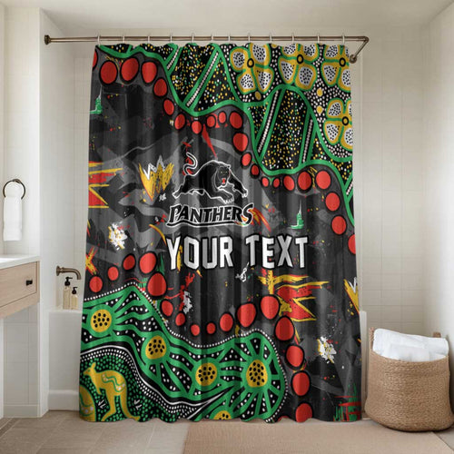Personalized Penrith Panthers Bathroom Set Aboriginal Pattern with Graffiti Style Design