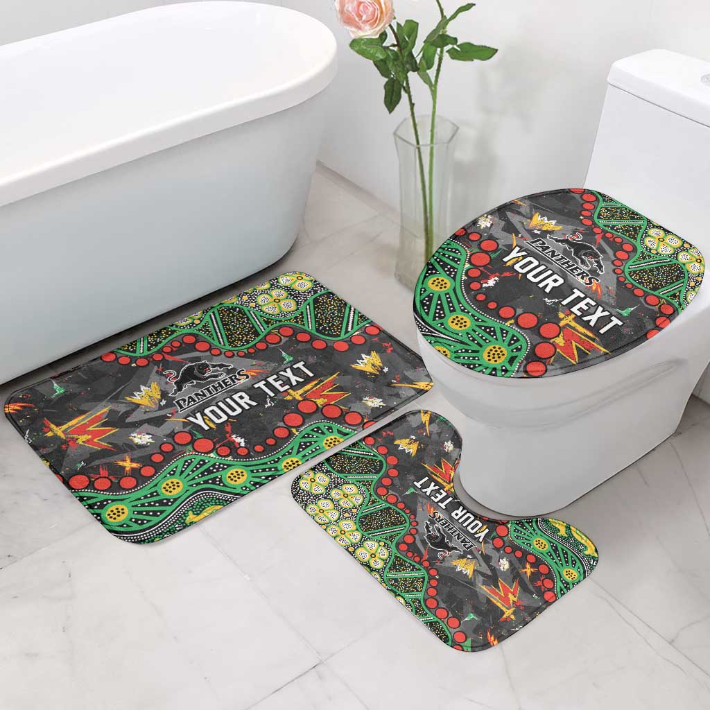 Personalized Penrith Panthers Bathroom Set Aboriginal Pattern with Graffiti Style Design
