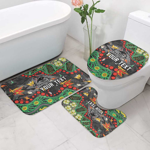 Personalized Penrith Panthers Bathroom Set Aboriginal Pattern with Graffiti Style Design