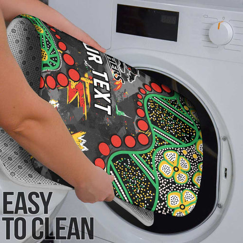 Personalized Penrith Panthers Bathroom Set Aboriginal Pattern with Graffiti Style Design