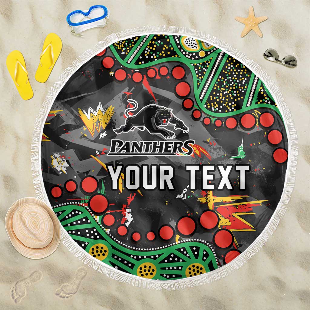 Personalized Penrith Panthers Beach Blanket Aboriginal Pattern with Graffiti Style Design