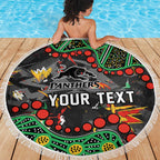 Personalized Penrith Panthers Beach Blanket Aboriginal Pattern with Graffiti Style Design