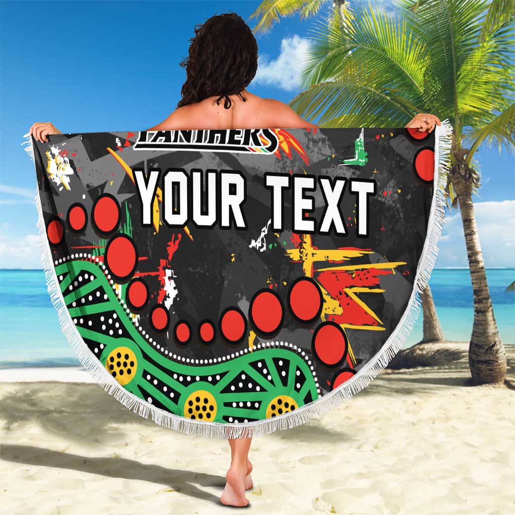 Personalized Penrith Panthers Beach Blanket Aboriginal Pattern with Graffiti Style Design