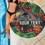 Personalized Penrith Panthers Beach Blanket Aboriginal Pattern with Graffiti Style Design