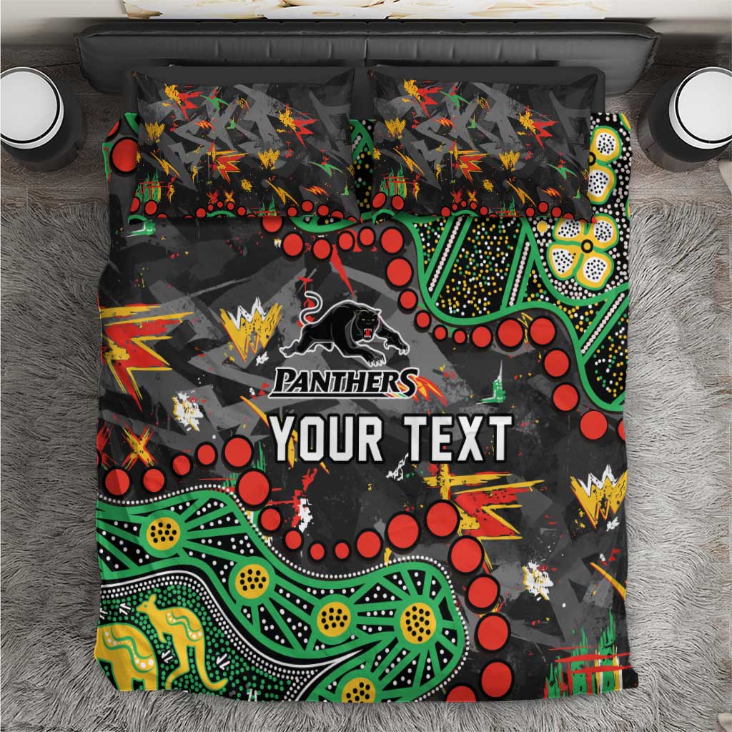 Personalized Penrith Panthers Bedding Set Aboriginal Pattern with Graffiti Style Design