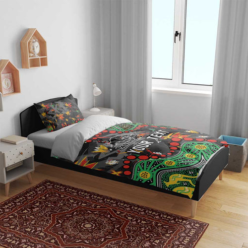 Personalized Penrith Panthers Bedding Set Aboriginal Pattern with Graffiti Style Design