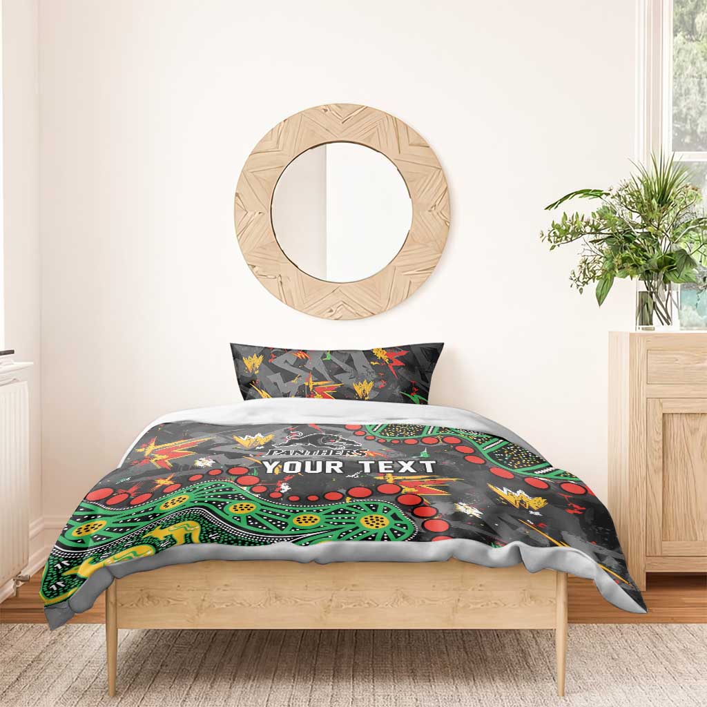 Personalized Penrith Panthers Bedding Set Aboriginal Pattern with Graffiti Style Design