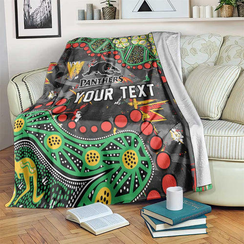 Personalized Penrith Panthers Blanket Aboriginal Pattern with Graffiti Style Design