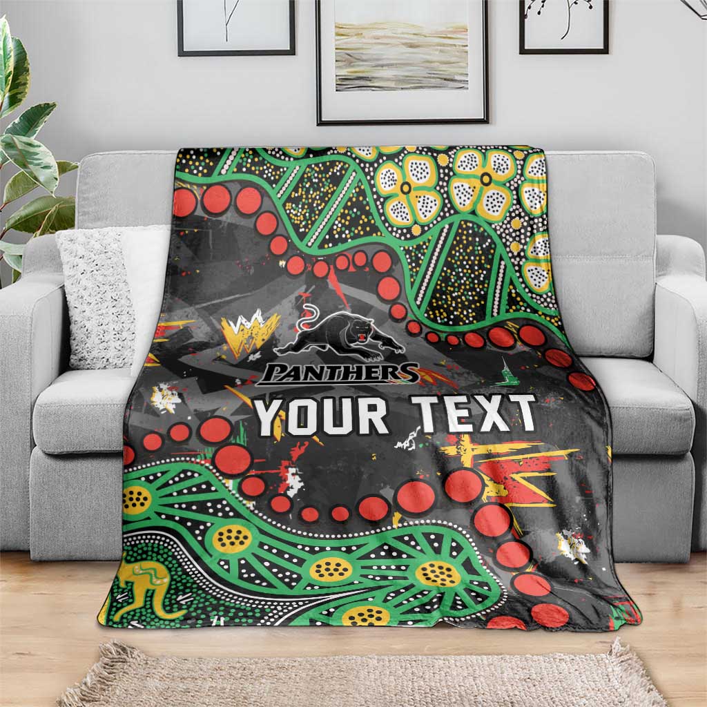 Personalized Penrith Panthers Blanket Aboriginal Pattern with Graffiti Style Design