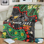Personalized Penrith Panthers Blanket Aboriginal Pattern with Graffiti Style Design