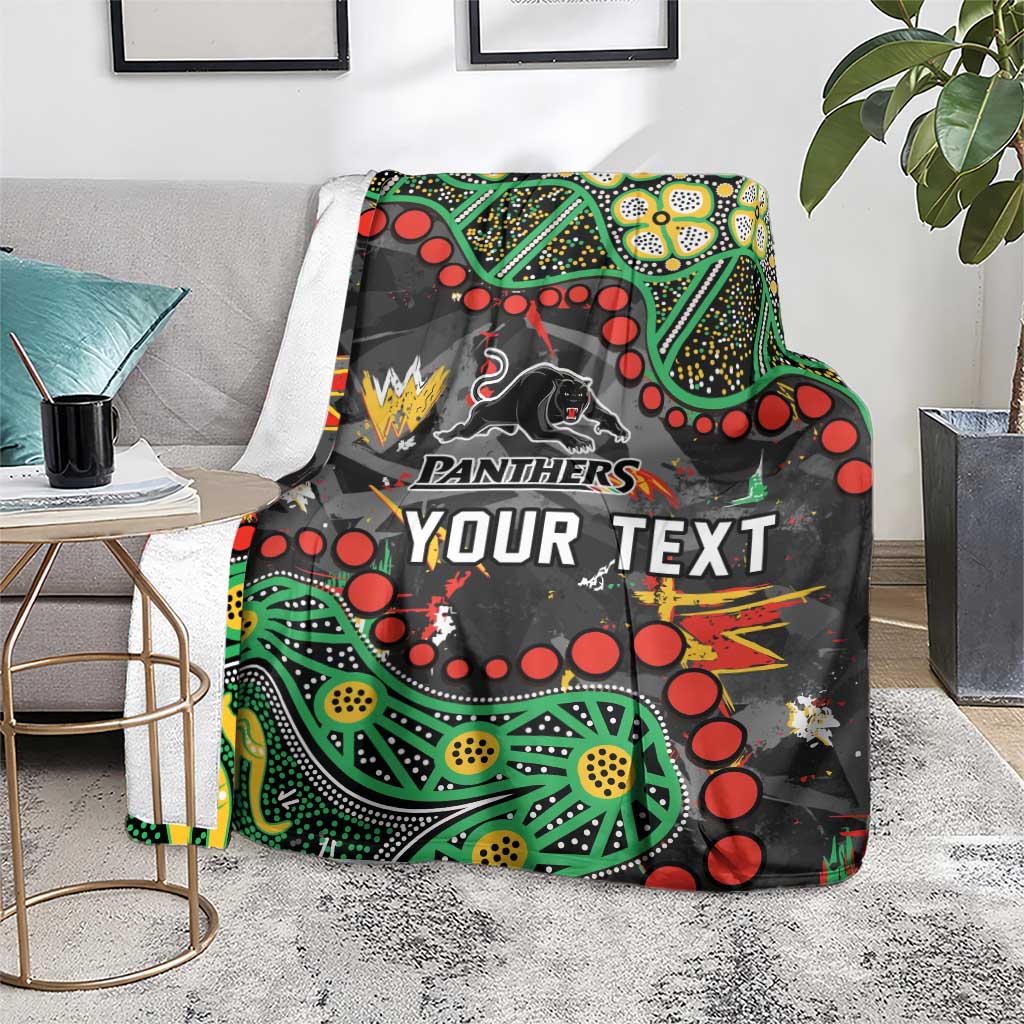 Personalized Penrith Panthers Blanket Aboriginal Pattern with Graffiti Style Design