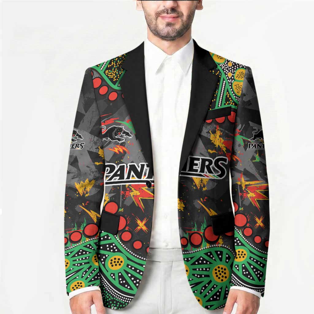 Personalized Penrith Panthers Blazer Aboriginal Pattern with Graffiti Style Design