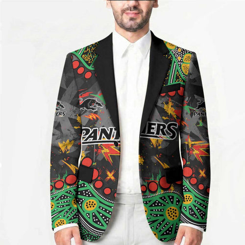 Personalized Penrith Panthers Blazer Aboriginal Pattern with Graffiti Style Design