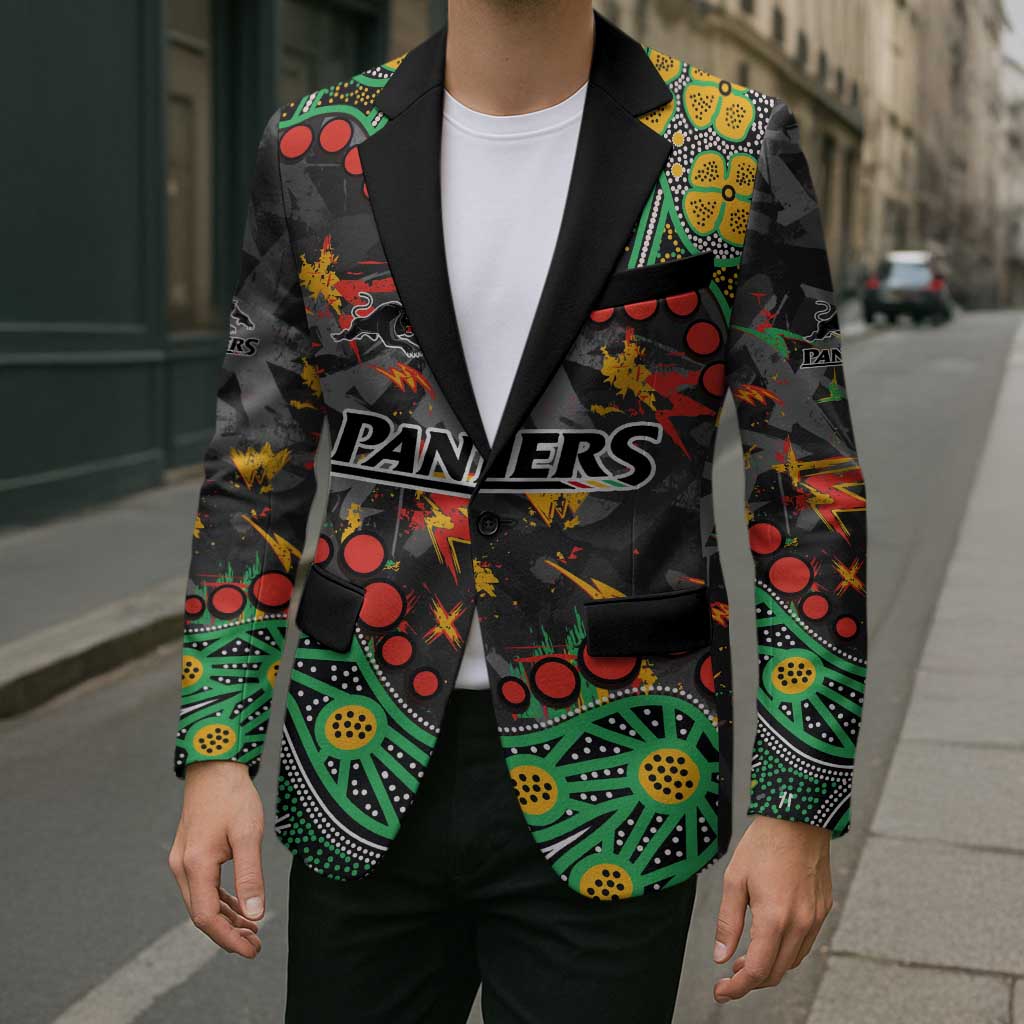 Personalized Penrith Panthers Blazer Aboriginal Pattern with Graffiti Style Design