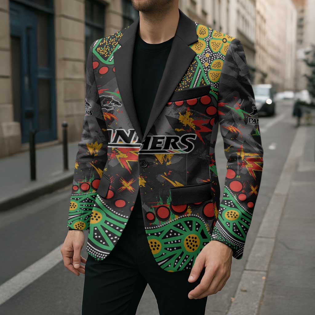 Personalized Penrith Panthers Blazer Aboriginal Pattern with Graffiti Style Design