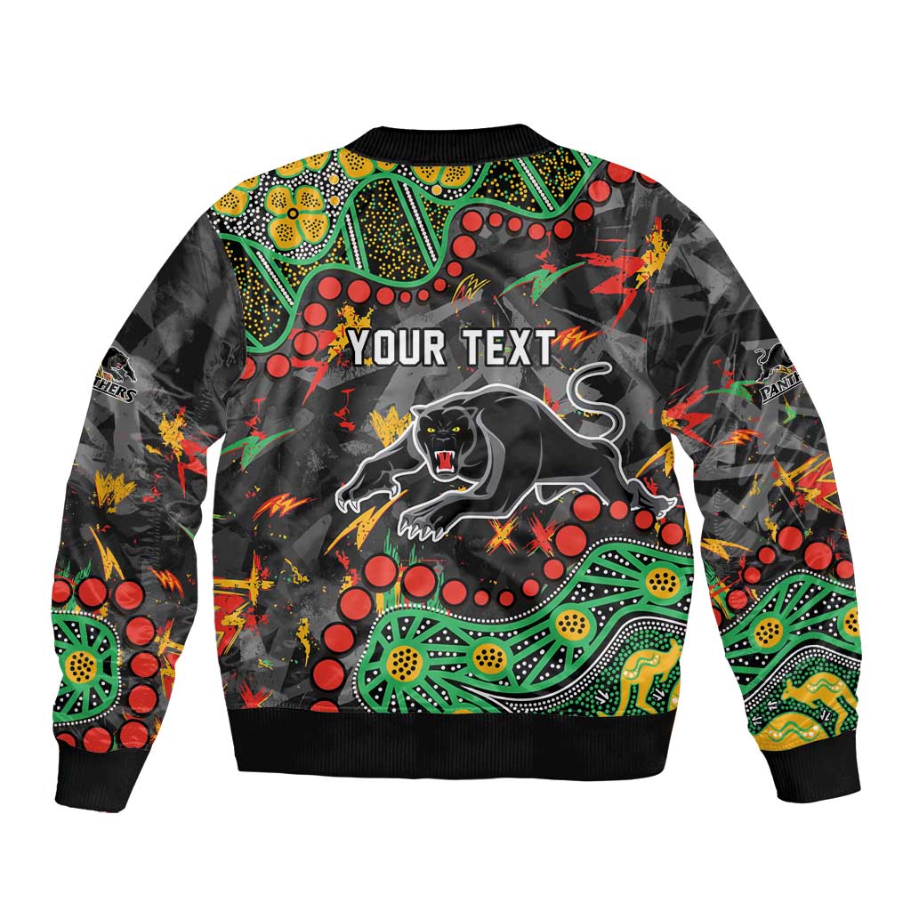 Personalized Penrith Panthers Bomber Jacket Aboriginal Pattern with Graffiti Style Design