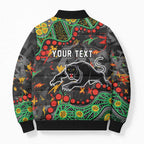 Personalized Penrith Panthers Bomber Puffer Jacket Aboriginal Pattern with Graffiti Style Design
