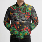 Personalized Penrith Panthers Bomber Puffer Jacket Aboriginal Pattern with Graffiti Style Design
