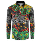 Personalized Penrith Panthers Button Sweatshirt Aboriginal Pattern with Graffiti Style Design