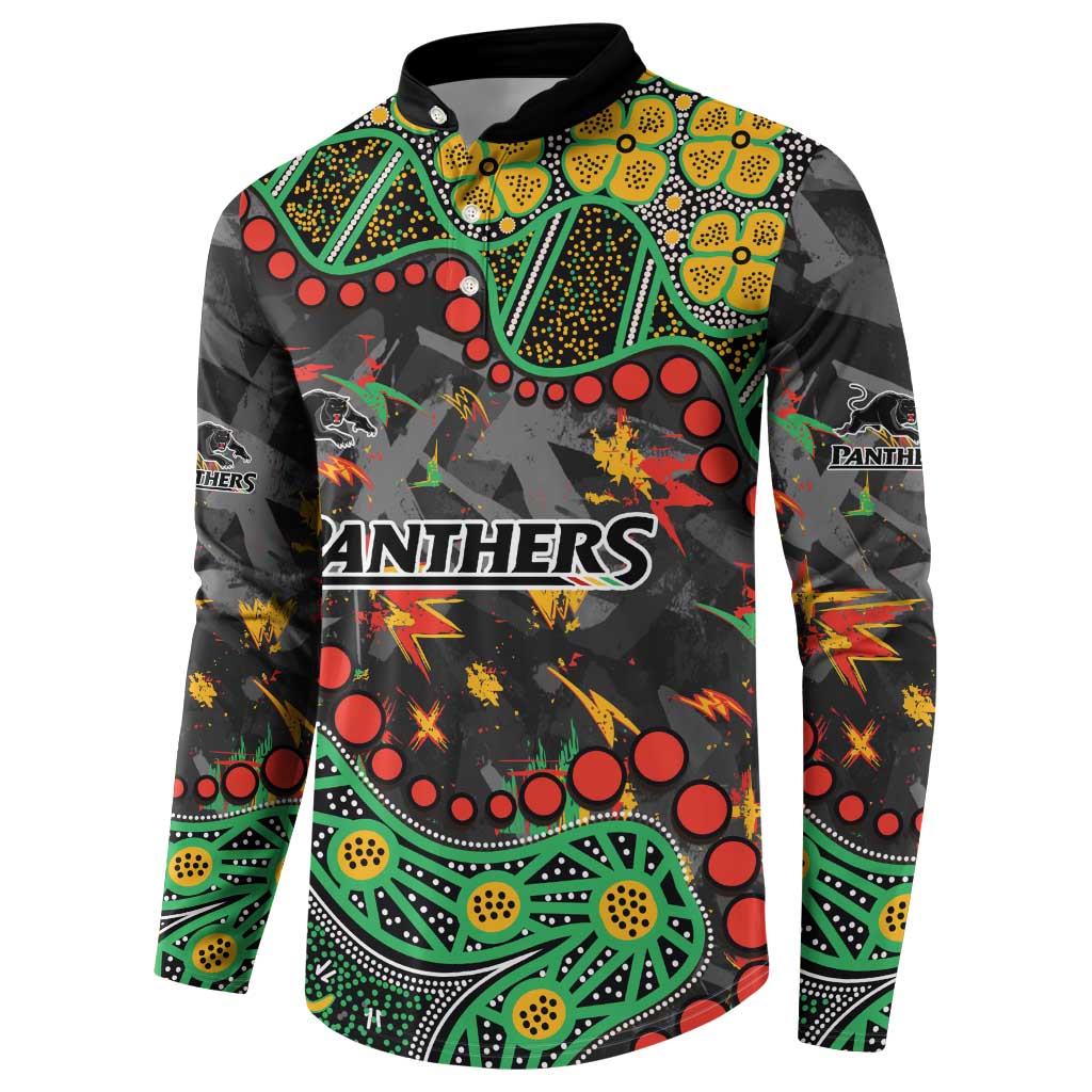 Personalized Penrith Panthers Button Sweatshirt Aboriginal Pattern with Graffiti Style Design