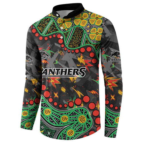Personalized Penrith Panthers Button Sweatshirt Aboriginal Pattern with Graffiti Style Design