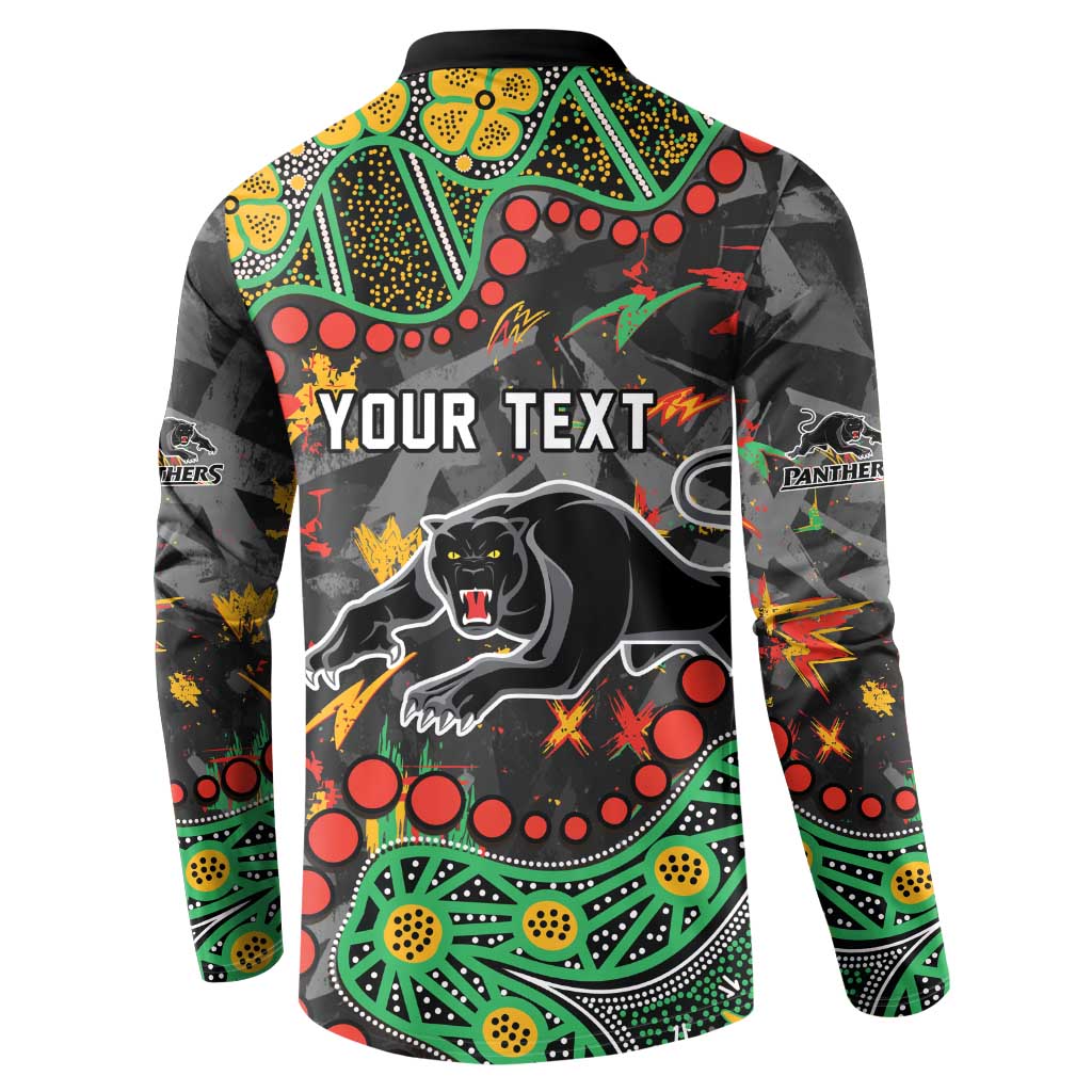 Personalized Penrith Panthers Button Sweatshirt Aboriginal Pattern with Graffiti Style Design