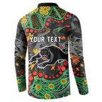 Personalized Penrith Panthers Button Sweatshirt Aboriginal Pattern with Graffiti Style Design